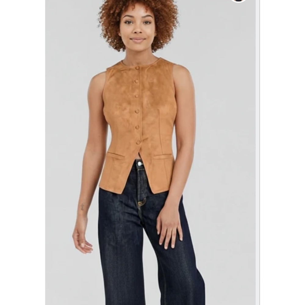 Universal Thread Women's Faux Suede Button Front Vest Brown size‎ Small Nwt